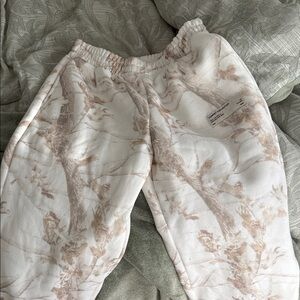 Women's Cozy Cream and Brown Pajama Bottoms